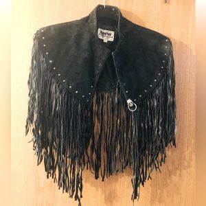 Vintage Lammel’s leather tassel cape style jacket